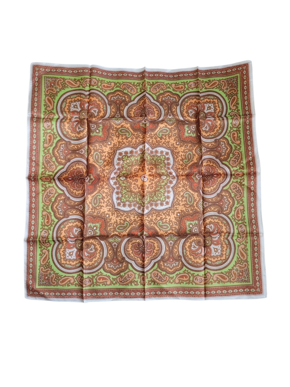 Vintage Adorit Italy Paisley Scarf Square Brown & Green